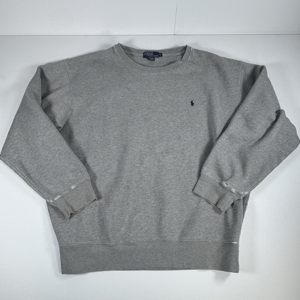 Vintage Polo Ralph Lauren Gray Crewneck Sweatshirt XL Distressed USA Style